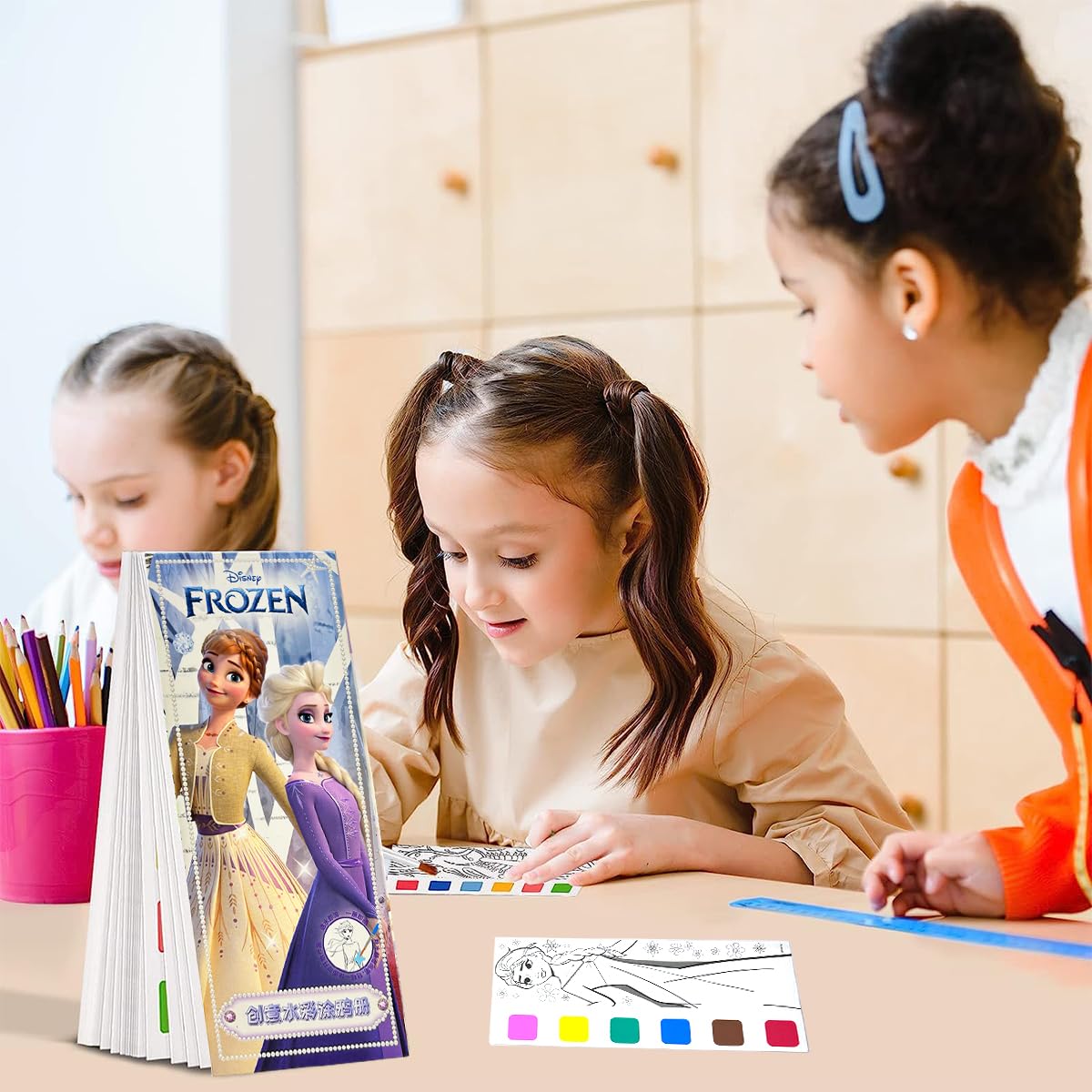 HASTHIP Magic Water Book for Kids with 20 Sheets and 1 Brush featuring Frozen Series | Safe Watercolor Painting Gift for Ages 3–10
