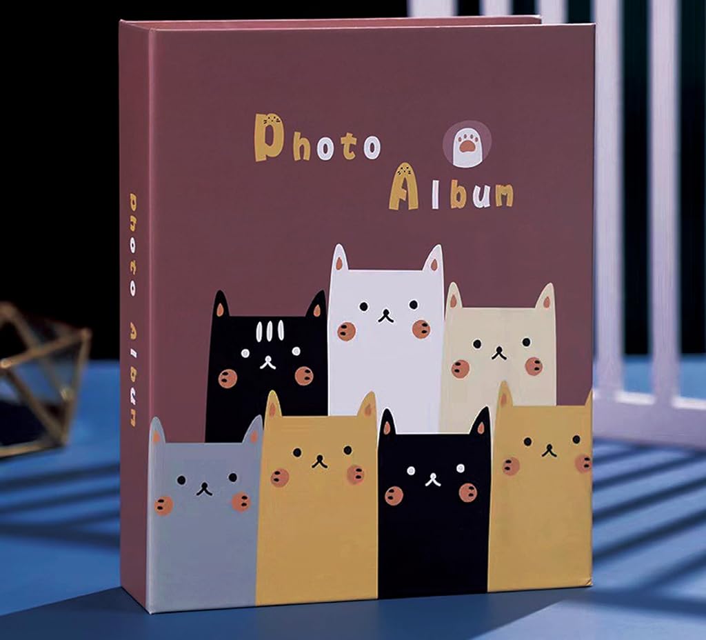 HASTHIP® Kids Photo Album, 100 Pockets 4x6 Cats Cute Slip-in Picture Album for Boys, Girls