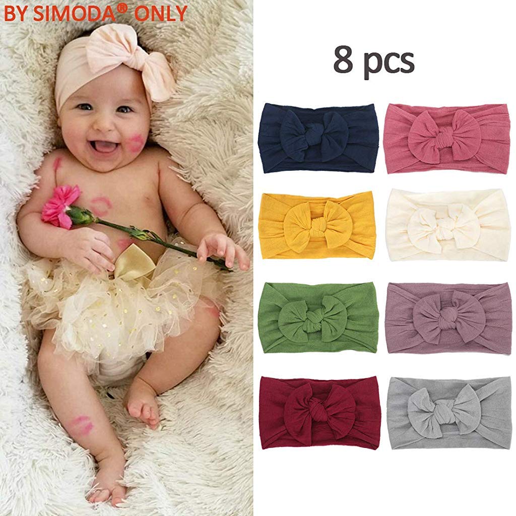 SNOWIE SOFT® Cotton Headbands Turban Knotted Girls Hairband Super Soft and Stretchy Hair Wrap for Baby Girls, Pack of 6 - Multicolor