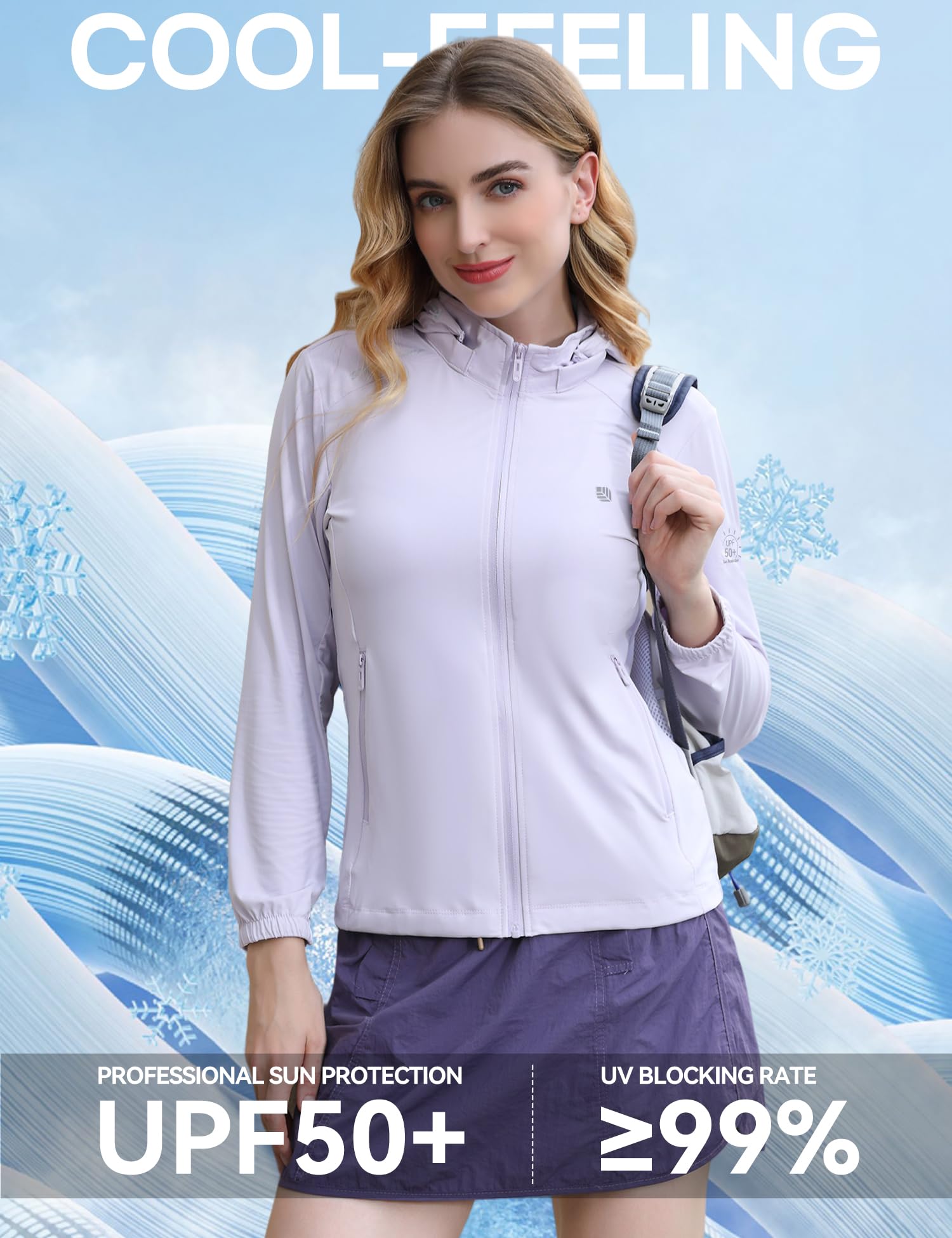 Venzina Sun Jacket for Women with Removable Hat and Dual Zip Pockets | UPF 50+ Quick-Dry Nylon