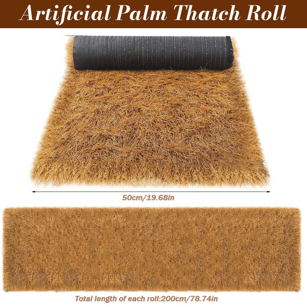 HASTHIP Synthetic Thatch Roof Panel for Tiki Bar Gazebo and Garden | 50×200cm Roll with Anti Slip UV Resistant Design