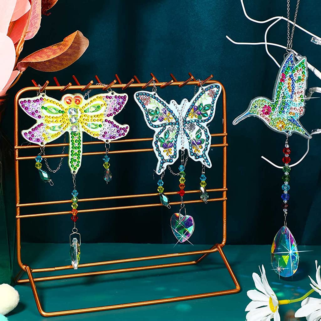 HASTHIP® DIY 5D Diamond Painting, Wind Chime Paint by Number Diamond Painting Hanging Ornament with Tools, Diamond Painting Pendent, Diamond Painting Gift (Dragonfly)