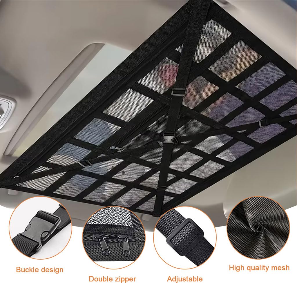 STHIRA Car Luggage Carrier Roof Organizer 21.6x31.5 in with Double Layer Mesh | Quick‑Release Straps for SUVs and Cars