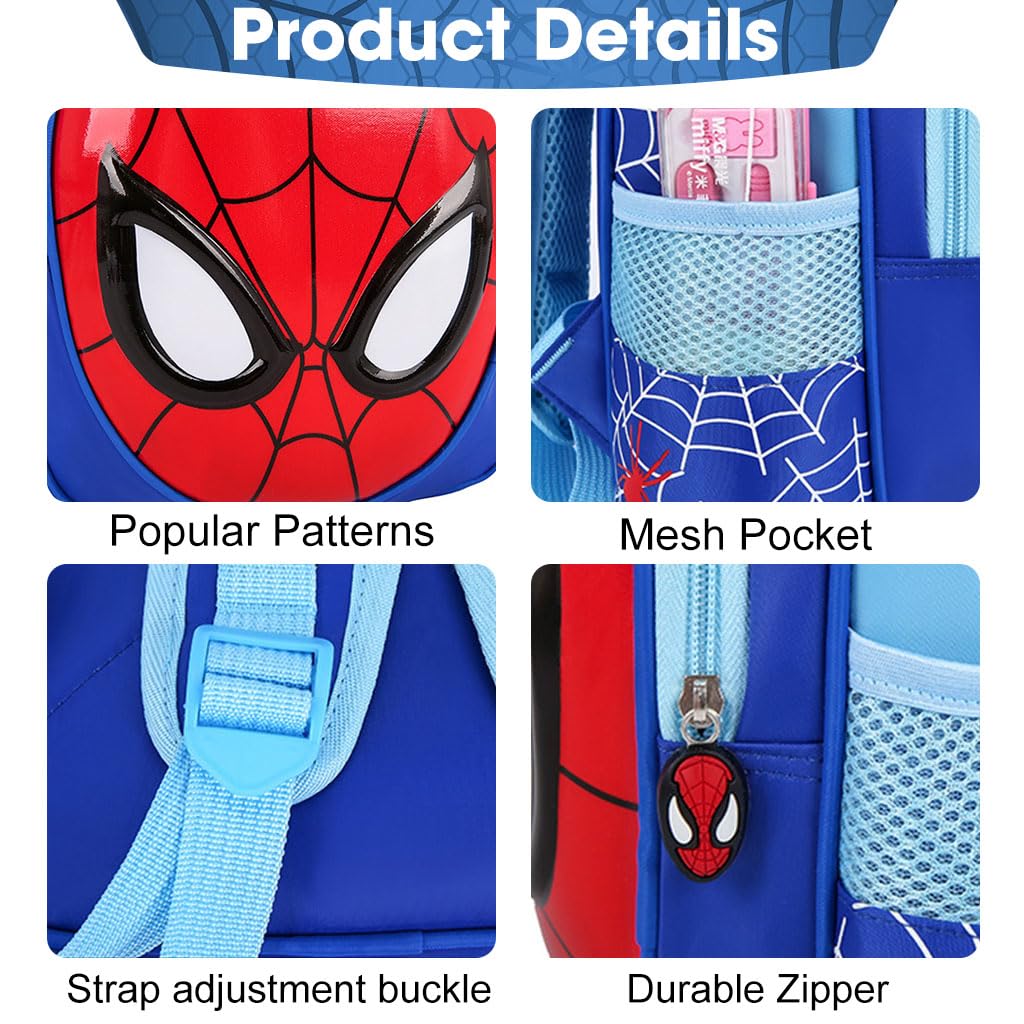 FANCYKU School Backpack for Kids with Large Capacity and Burden Relief | Blue Bag for Boys 2–4 Years