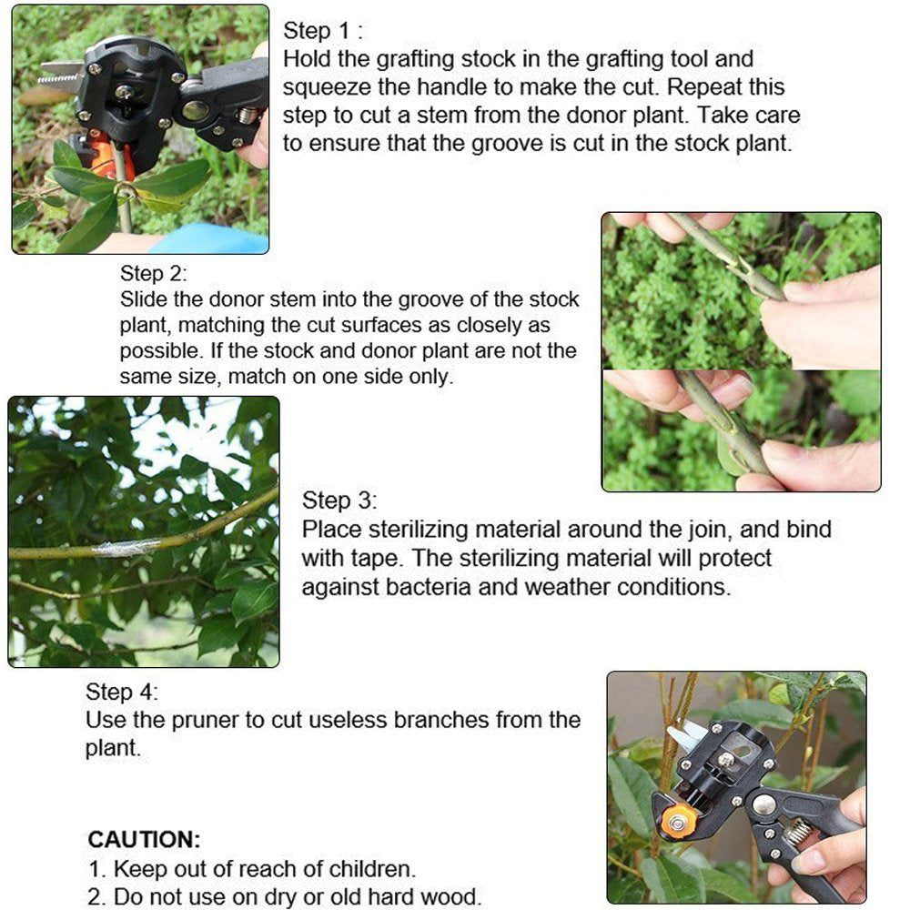 ZIBUYU Grafting Cutter Kit for Plants with 6 Piece Toolbox and Stainless Steel Blades | Gardening Pruning Tool Set