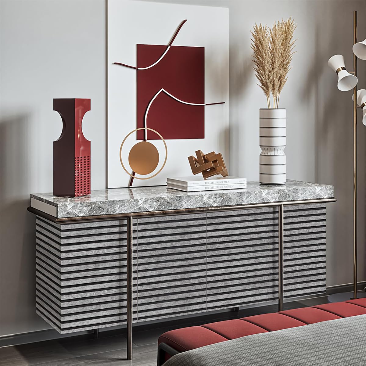 HASTHIP Wallpaper for Living Room and Bathroom with Self Adhesive 3D Slat Pattern 16x118 in Black and Grey PVC