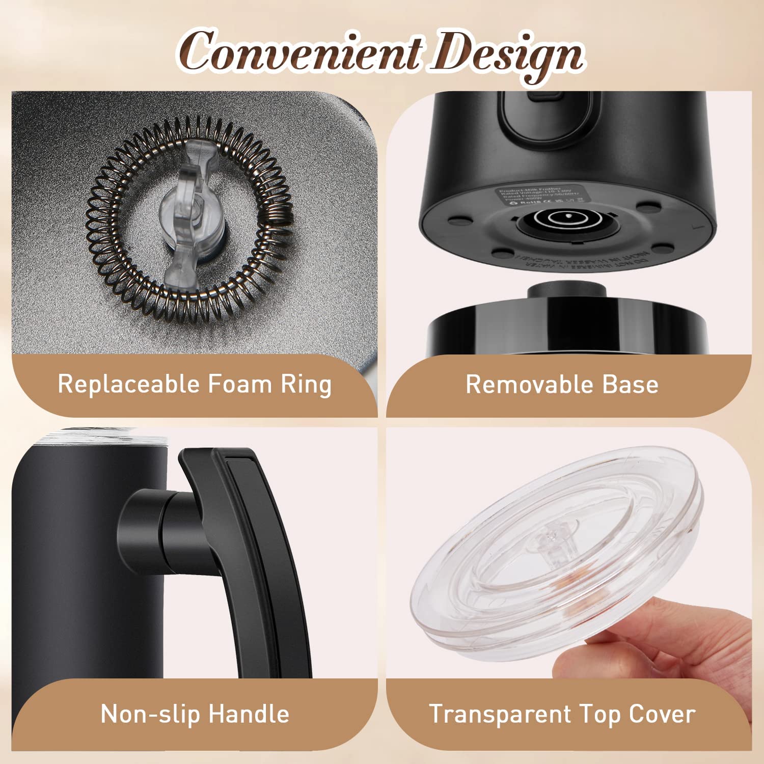 Supvox Electric Milk Frother for Coffee with 4 in 1 Settings featuring 350ml Capacity and Stainless Steel Design