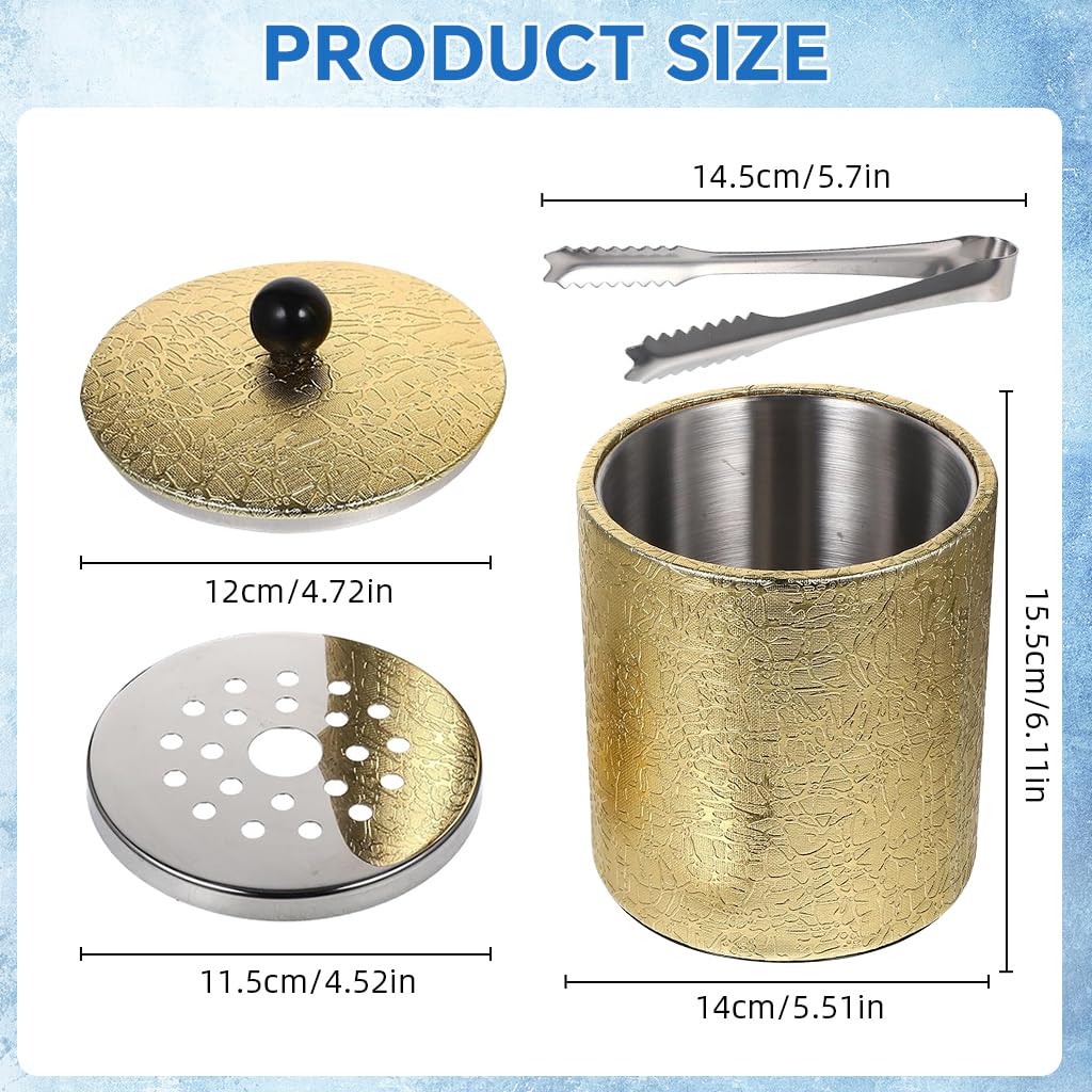 Supvox Ice Bucket for Parties and Home Bars with Lid and Filter | Double Wall Stainless Steel and PU Leather Design