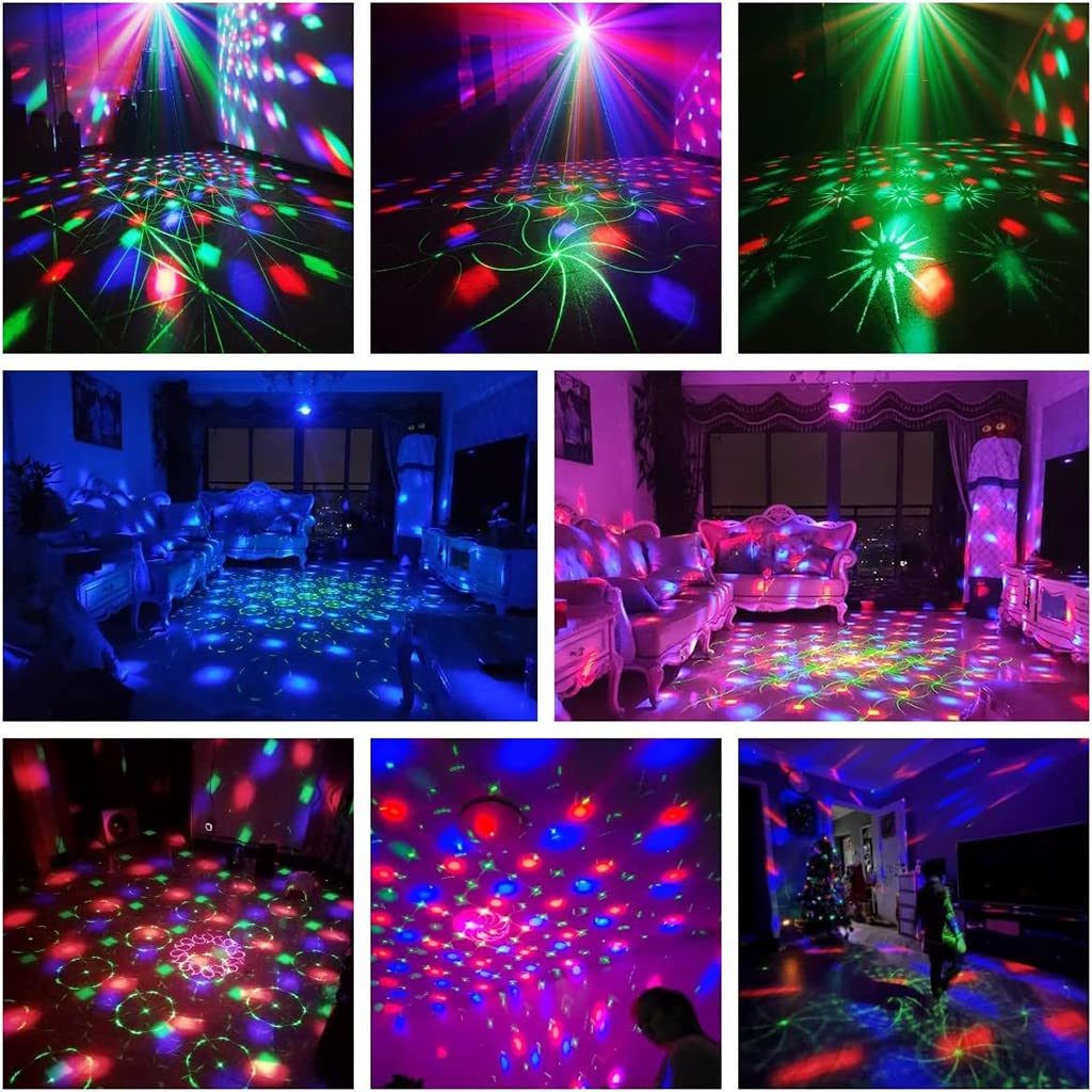 ELEPHANTBOAT DJ Party Disco Light for Home with 12 Pattern Laser and RGB LED Ball | Remote Control Sound Active Mode