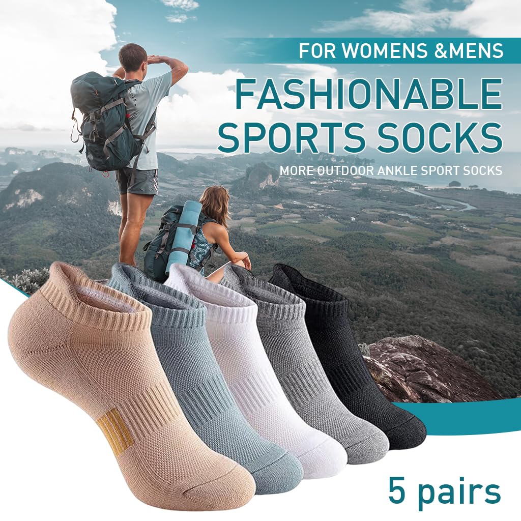 MAYCREATE Men's Running Ankle Socks for Summer Wear with Breathable Cotton Blend | 5 Pairs