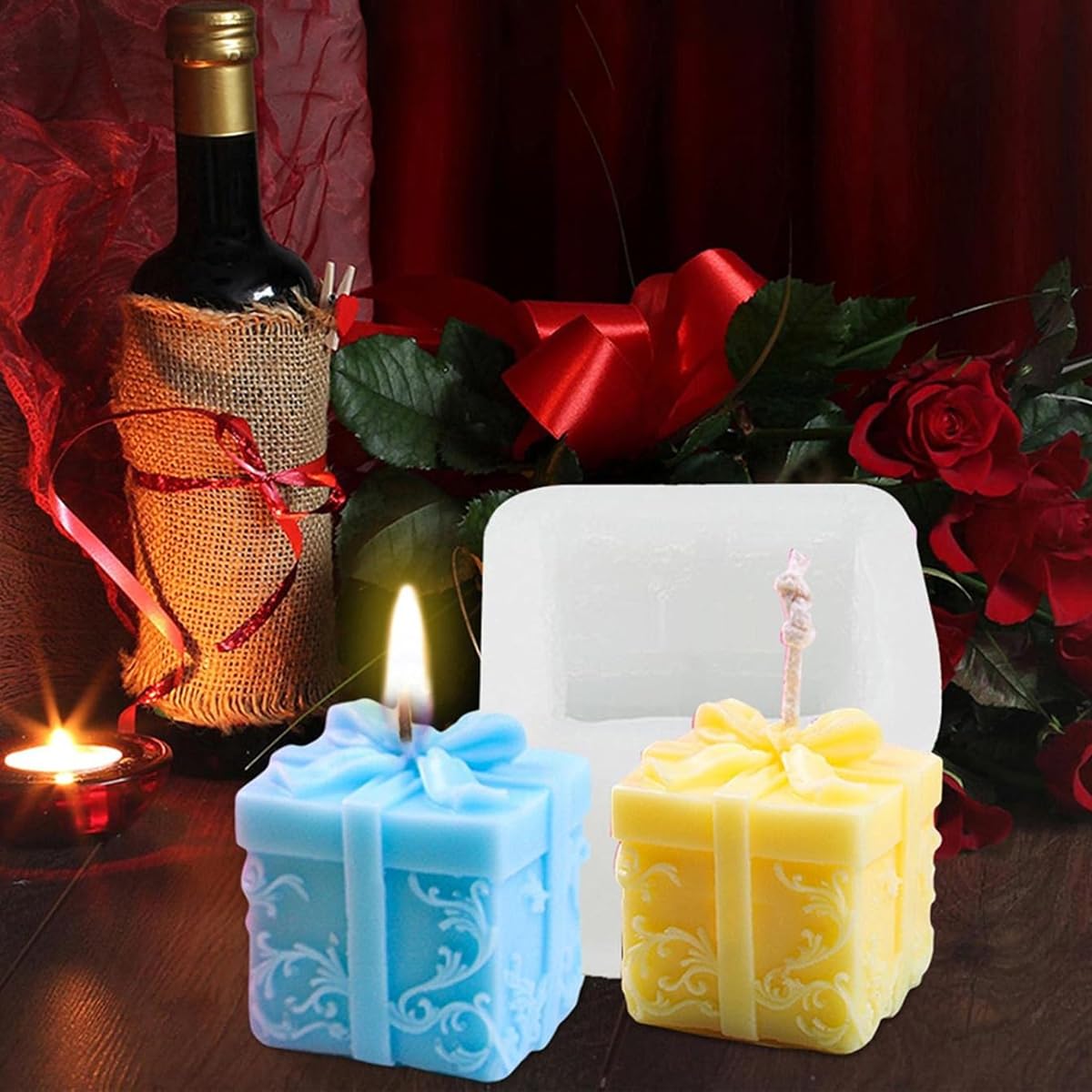 ZIBUYU Silicone Mold for DIY Gift Boxes featuring Embossed Bow Design | Resin Clay Soap Craft