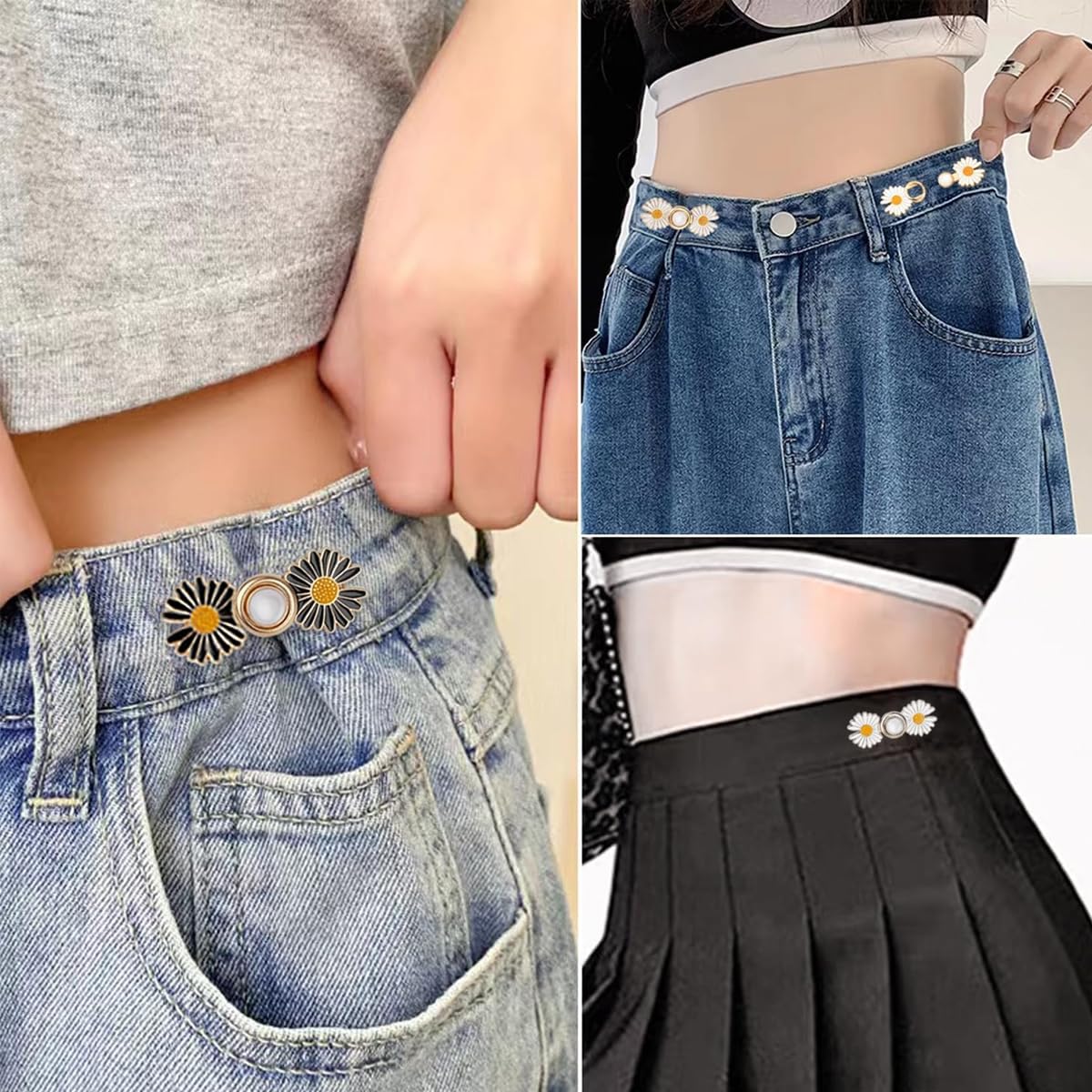 SANNIDHI Jeans Tightening Clips Buttons for Waist Adjusting | 14Pcs Metal Detachable Pins for Women