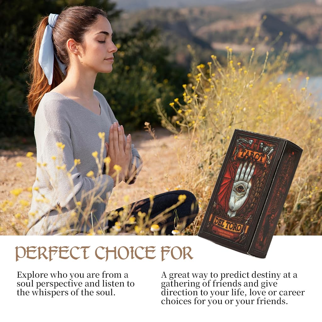 PATPAT Tarot del Toro Tarot Deck for Divination with 78 Cards and Beginner Guidebook | Dark Fantasy Artwork