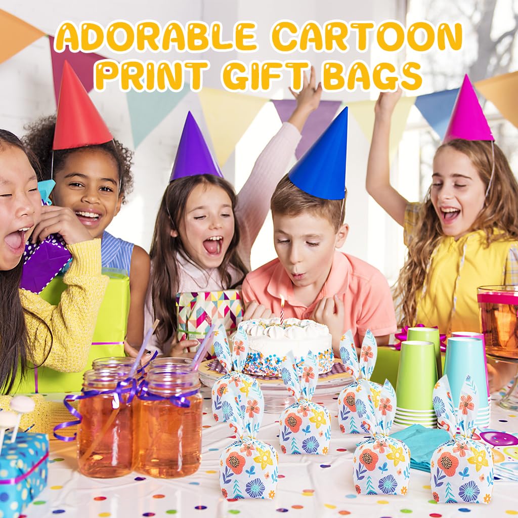 ZIBUYU Gift Bags for Christmas and Birthday Wrapping with Tie Up Closures 50pcs 14x23cm EVA