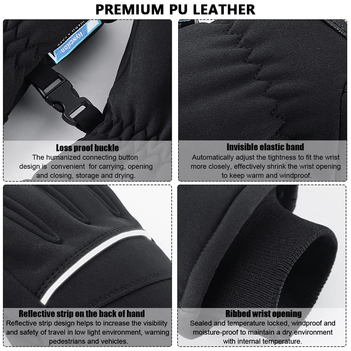 Gustave Winter Gloves for Skiing and Riding with Anti Slip PU Palm and Touchscreen Tips | 12cm Palm Fit