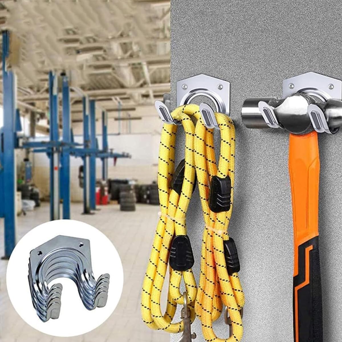 Serplex Wall Hooks for Garage and Kitchen with Dual Hook Design and 10Pcs Metal Set | Includes Screws and Anchors