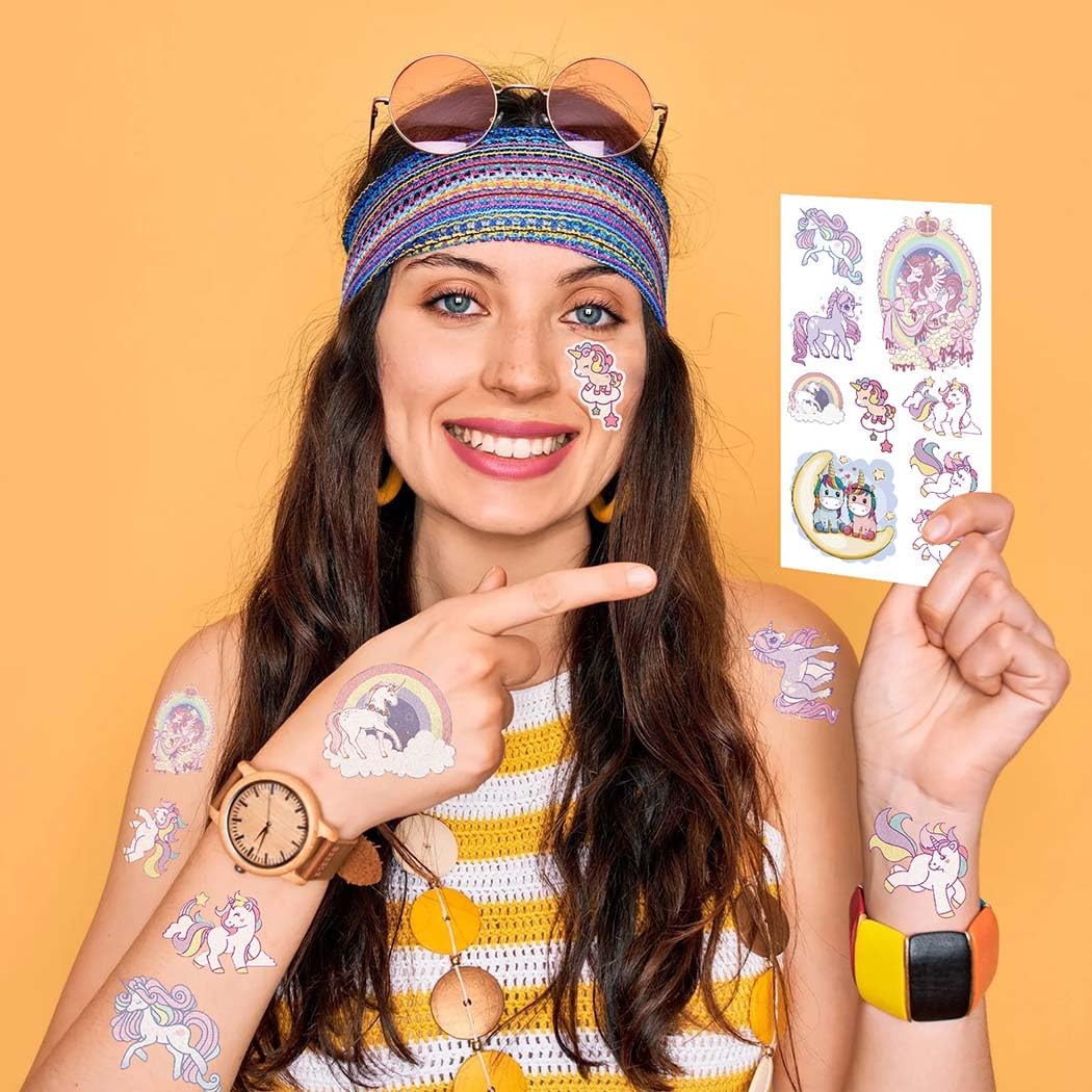 ZIBUYU Unicorn Temporary Tattoo for Kids with 10 Sheets Waterproof Stickers | Party Gifts