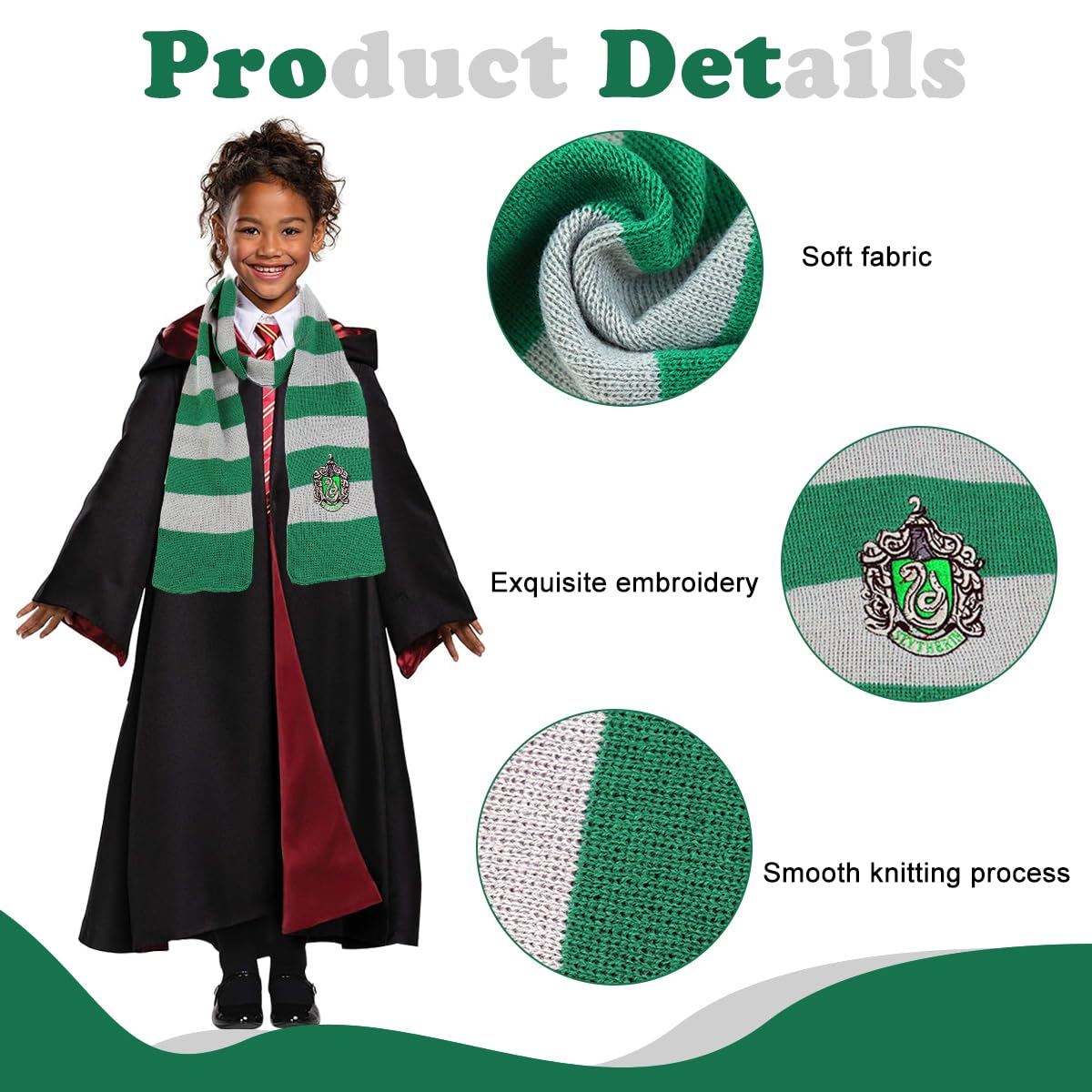 PATPAT Knit Neck Scarf for Cosplay and Winter Wear featuring 170 cm Striped Design in Green