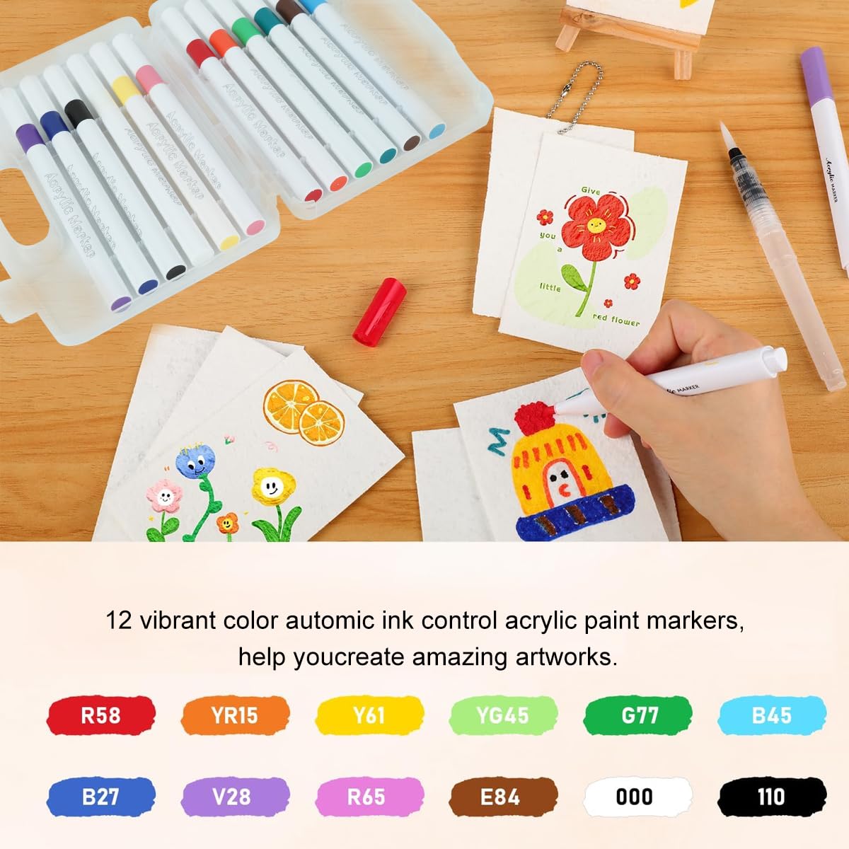 OFIFO DIY Magic Puffy Paint Art Kit for Kids and Adults with 12 Markers and 3 Brushes | 3D Textured Painting Fun