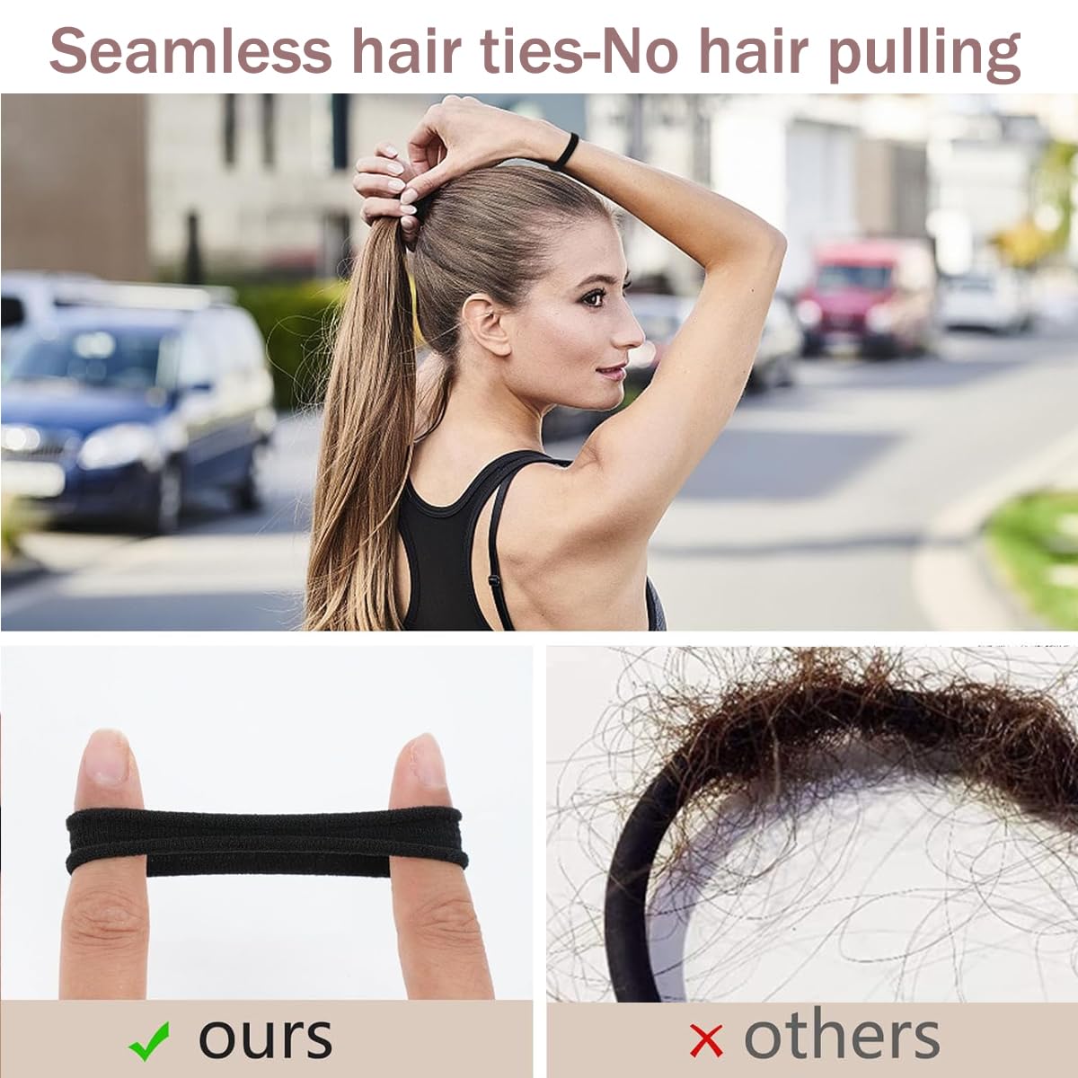 ZIBUYU® 100Pcs Black Hair Bands for Girls 0.7 Inch Tiny Hair Elastics Hair Ties No Tangle Scrunchies Fashion Girls Hair Elastics
