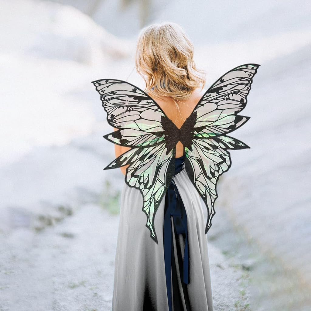PATPAT® Large Gold Fairy Wings for Adults, Dress Up Sparkling Sheer Wing Butterfly Fairy Halloween Costume Angel Wings for Women