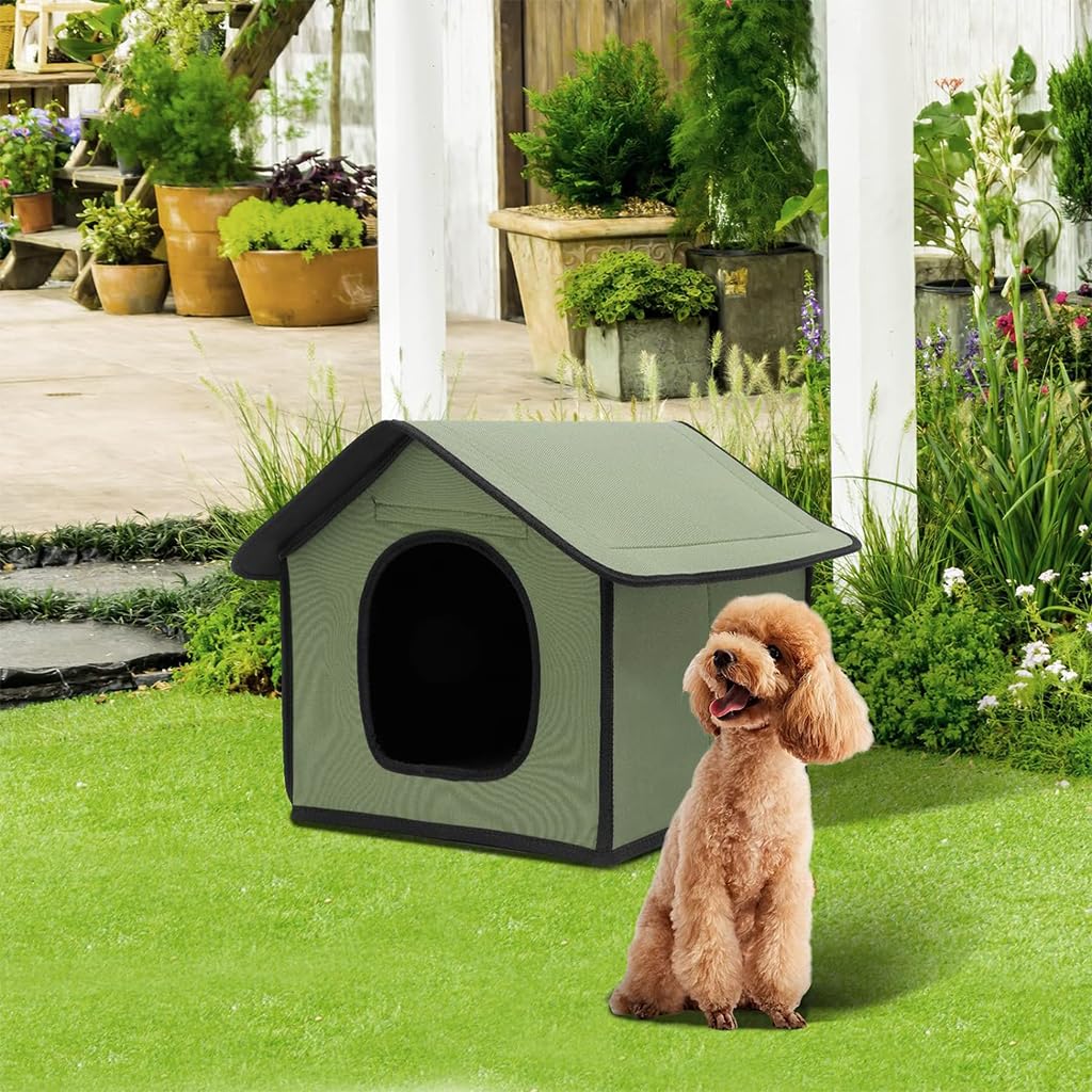 Qpets® Dog House Outdoor Waterproof, Dog House for Medium dog, Stray Cats Dogs Shelter, Rainproof and Insulated Pets Tent, Folding Assemble Pet House, Removable Garden Bed Cage