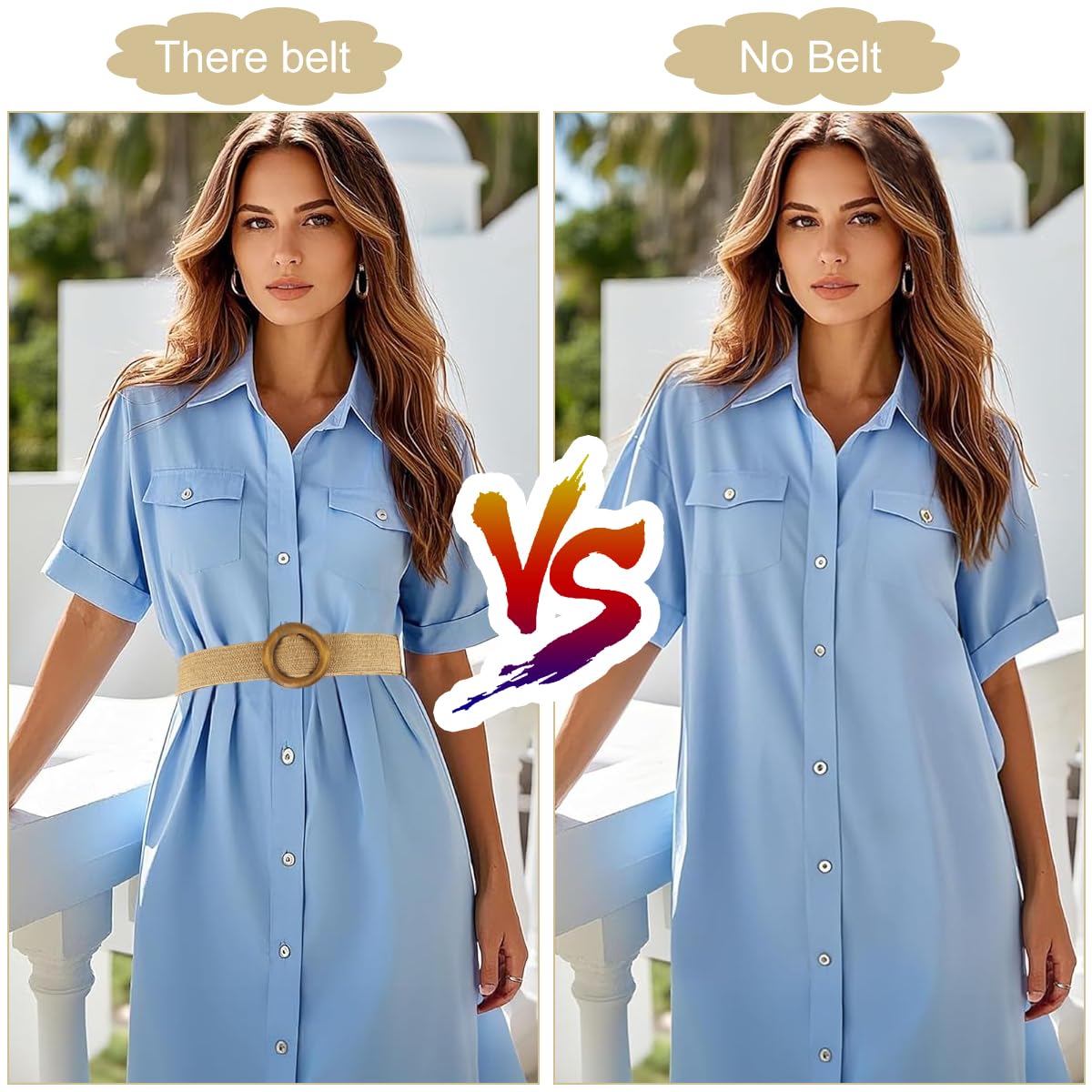 SANNIDHI Belt for Women featuring 37 in Adjustable Fit with Wooden Ring Buckle | Beige Woven Rattan Boho Waist Accessory