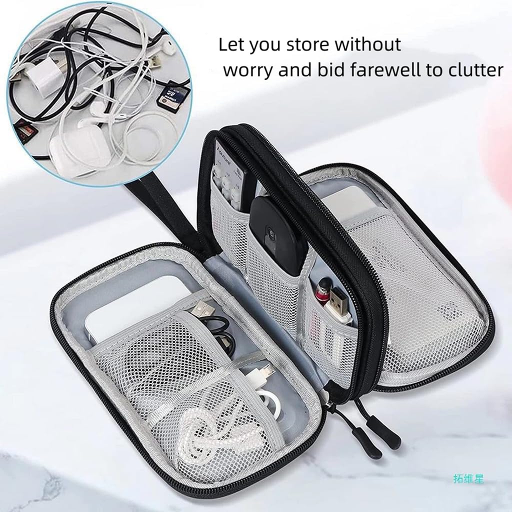 Zibuyu Electronics Organizer Bag for Travel with 2 Layer Design and Waterproof 600D Oxford
