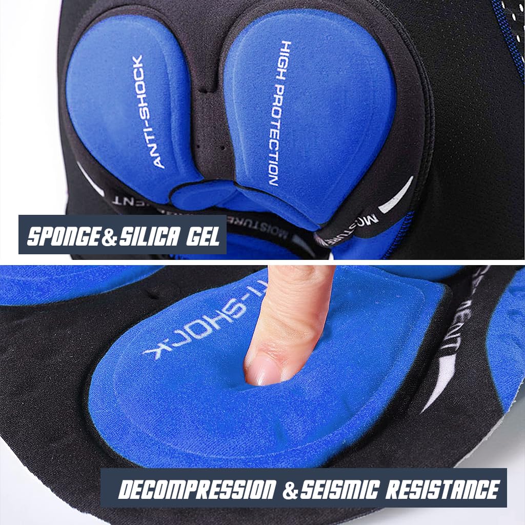 PROBEROS Men’s Cycling Shorts for Long Rides with 3D Gel Padding and Quick Dry Fabric | Blue