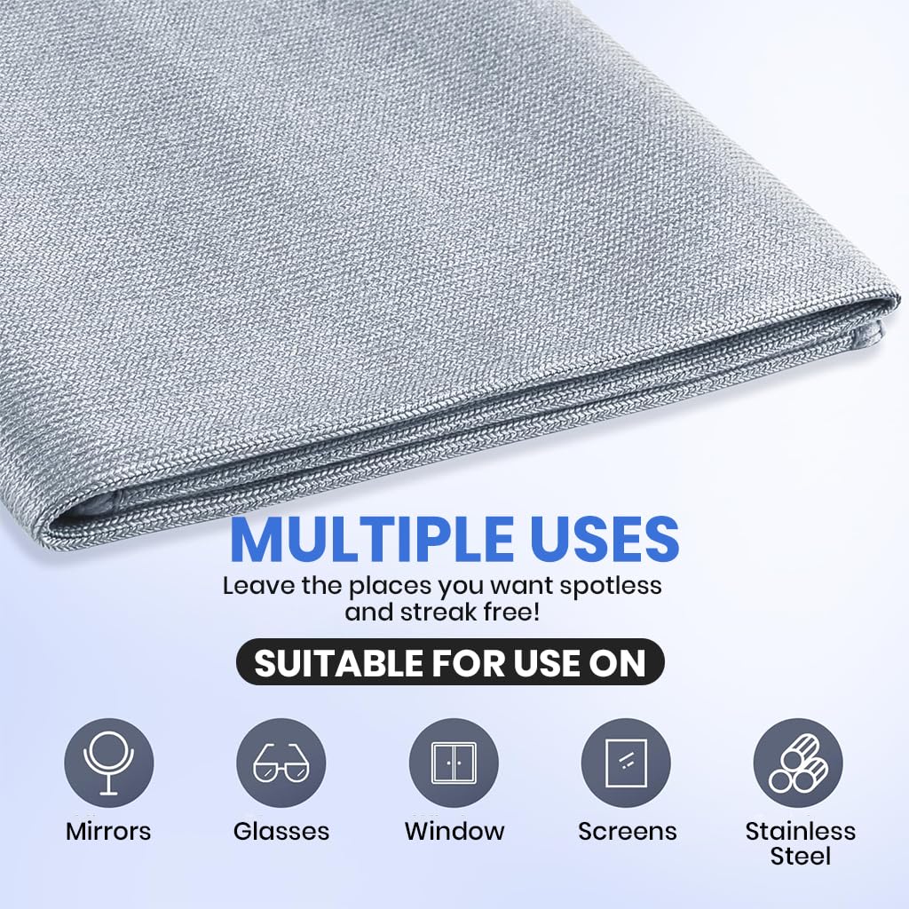 HASTHIP Microfiber Cleaning Cloths for Kitchen and Glass 6 Pcs 40x40cm | Non Abrasive Wet and Dry Use