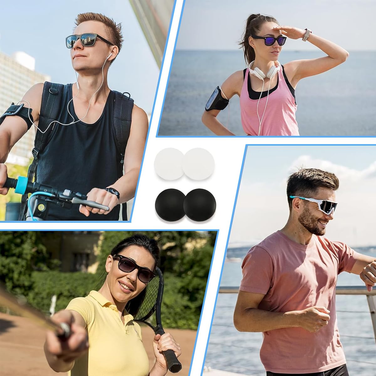 HASTHIP Specs Holder Strap Holder for Eyeglasses with Slide In Grippers 10 Pairs Black and White