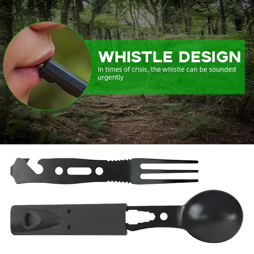 Proberos Outdoor Fork Spoon Set for Camping featuring 5 in 1 Design and Ergonomic Handle | Stainless Steel