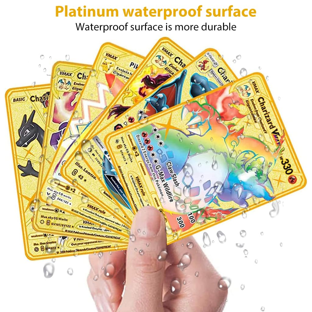 PATPAT Pokémon Cards Set for Kids with 110 Pcs Golden Foil Vmax GX Series | Gift Box Included