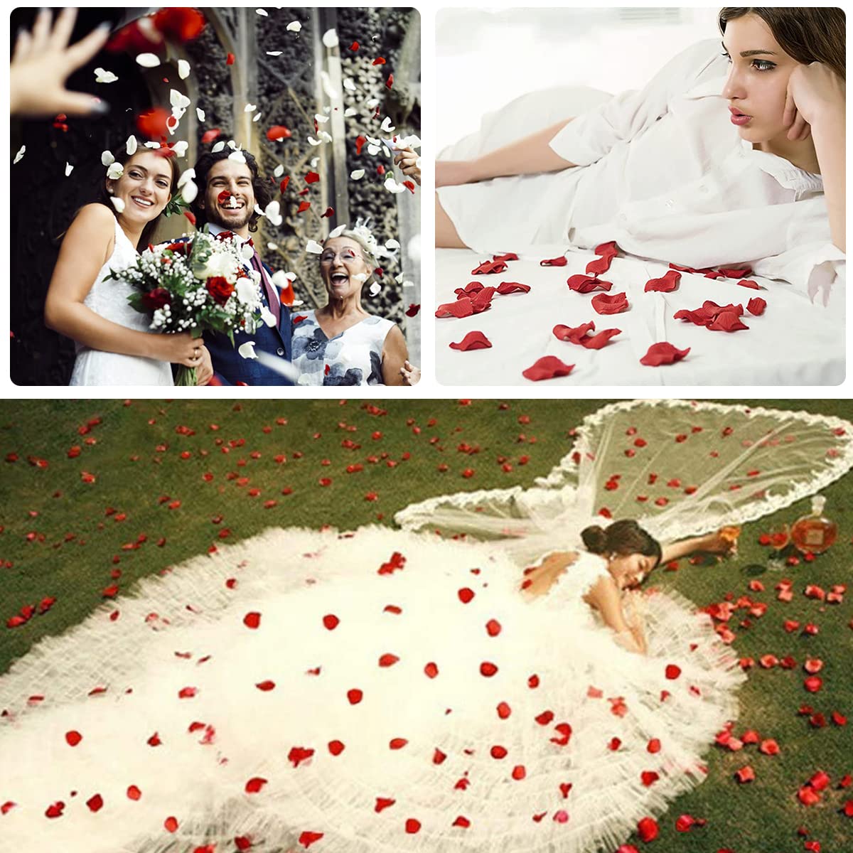 HASTHIP Silk Rose Petals for Wedding and Romantic Decor featuring 2000 pcs 1.61x1.81 in Red | Ideal for Proposals and Anniversaries