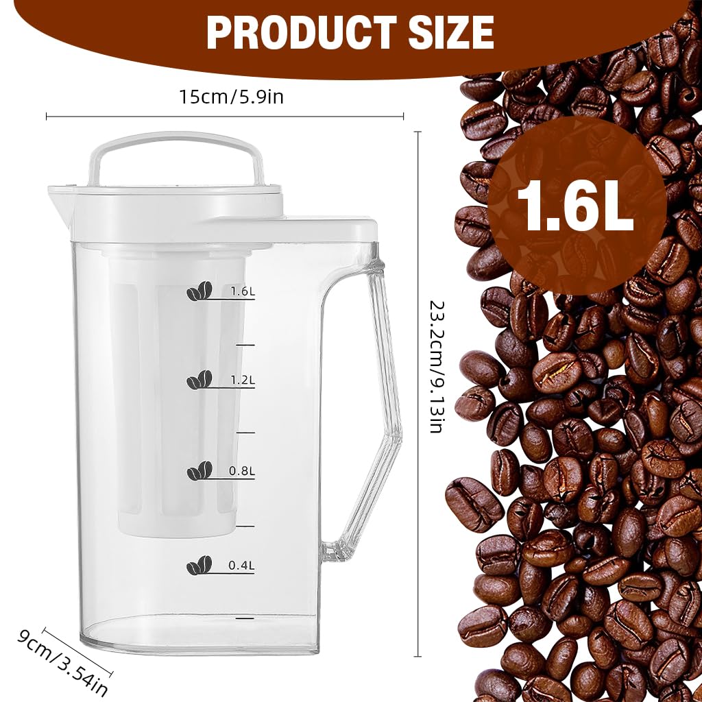 Supvox Cold Brew Coffee Maker 1.6L for Coffee and Tea with Removable Mesh Strainer & Handle