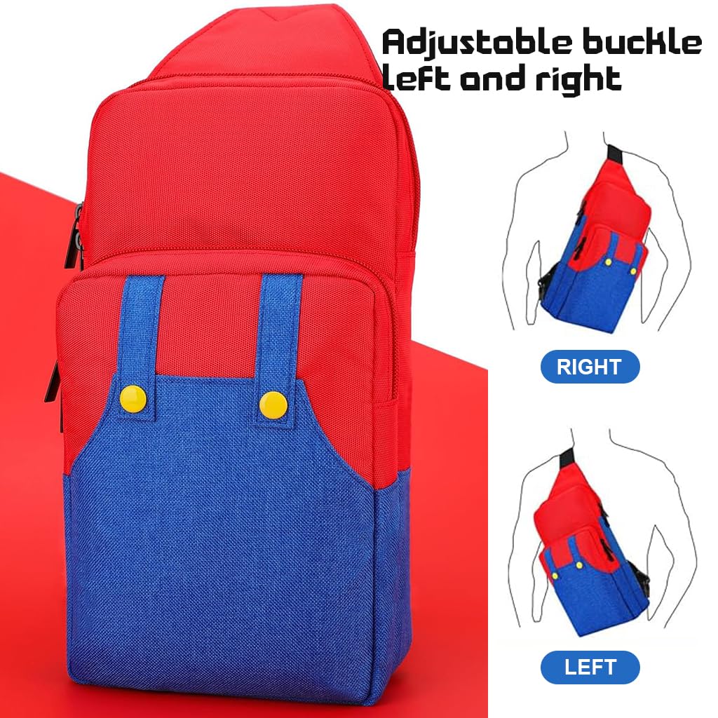 ZIBUYU Cute Travel Bag for Nintendo Switch/Lite/OLED/Steam Deck, Cartoon Mario Bag Accessory Bag, Portable Waterproof Backpack Switch Backpack Large Capacity Carrying Crossbody Shoulder Chest Gaming Bag Case
