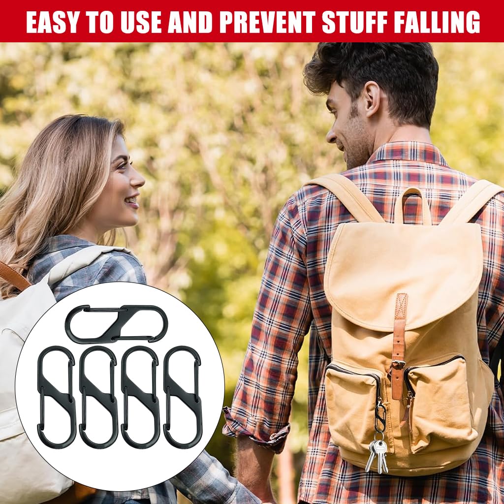 Proberos Mini Carabiners for Keys with Dual Hook Design 15PCS 2.36 in Zinc Alloy Black