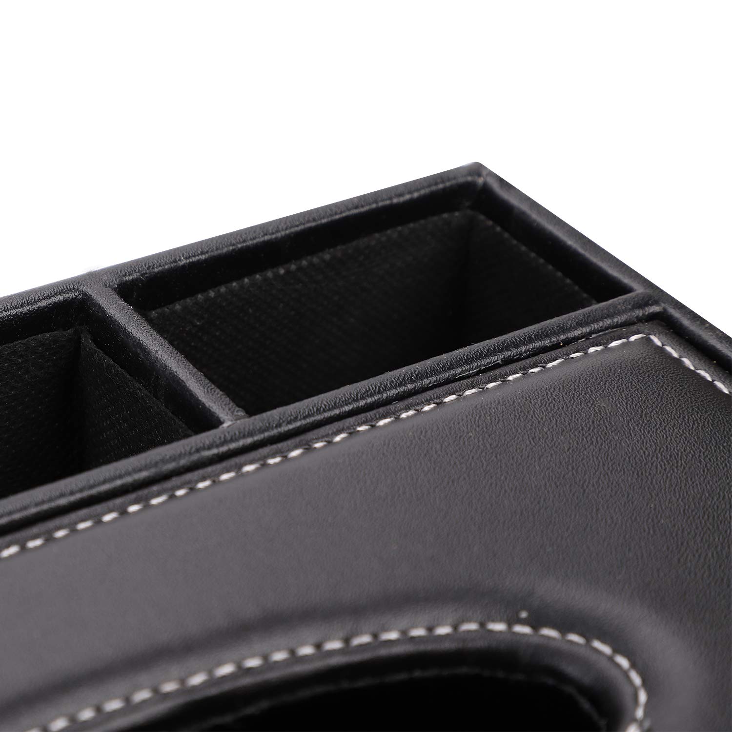 HASTHIP Desktop Organizer for Home Office with 23.5×16.7×9.4 cm Size and Three Compartments | PU Leather Tissue Box Holder