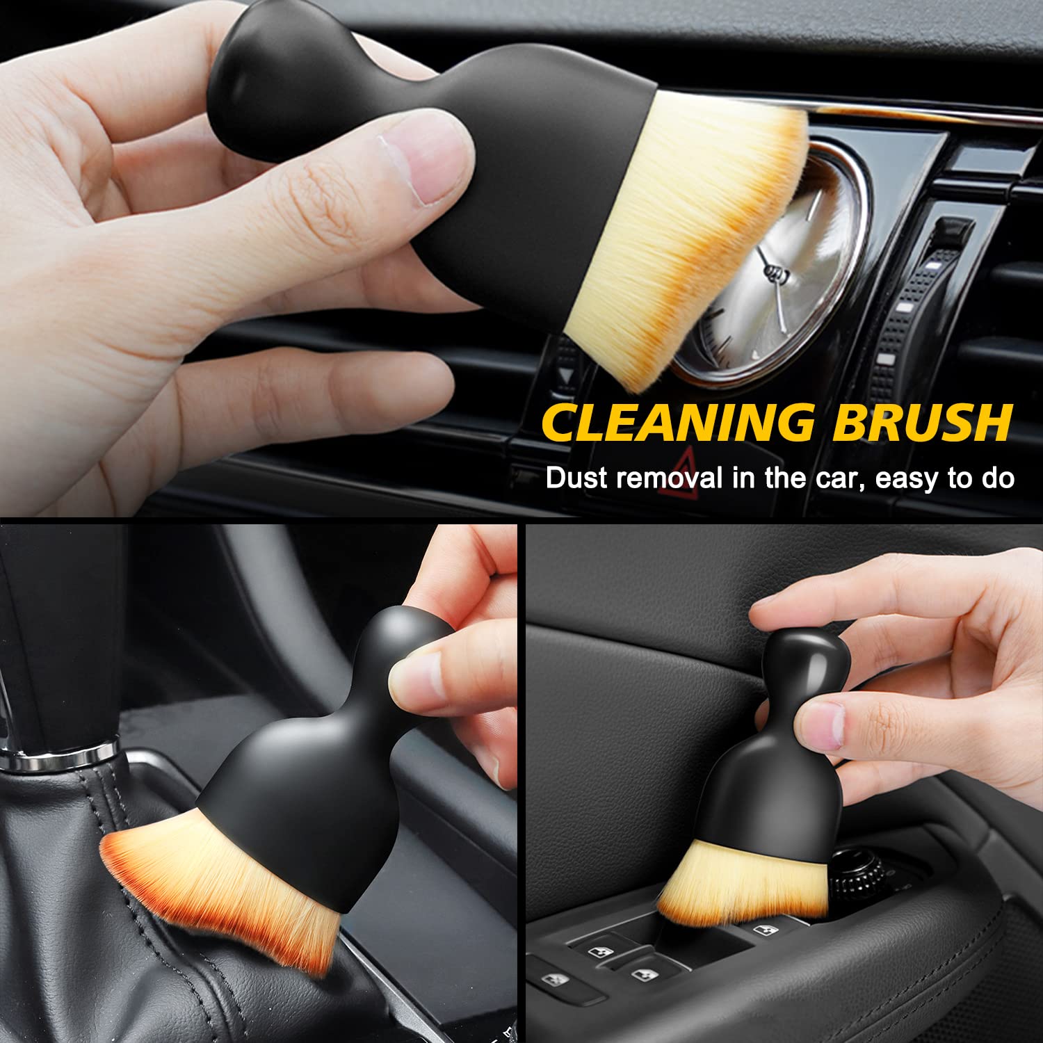 Car Cleaning Brush for Interior Detailing with ABS Handle and Soft Nanofiber Bristles 10cm | Easy to Clean Dusting Tool for Dashboard and Gaps