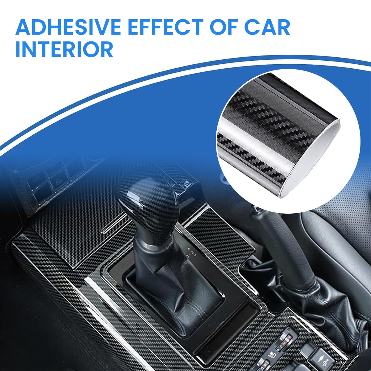 ZIBUYU Gloss Carbon Fiber Car Wrap Film 30x152 cm for Vehicle Surfaces featuring UV-Resistant Peel and Stick Design