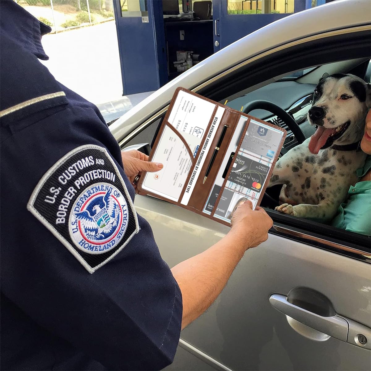 STHIRA Car Document Holder for Vehicle Papers with 6 Transparent Pouches | PU Leather Organizer