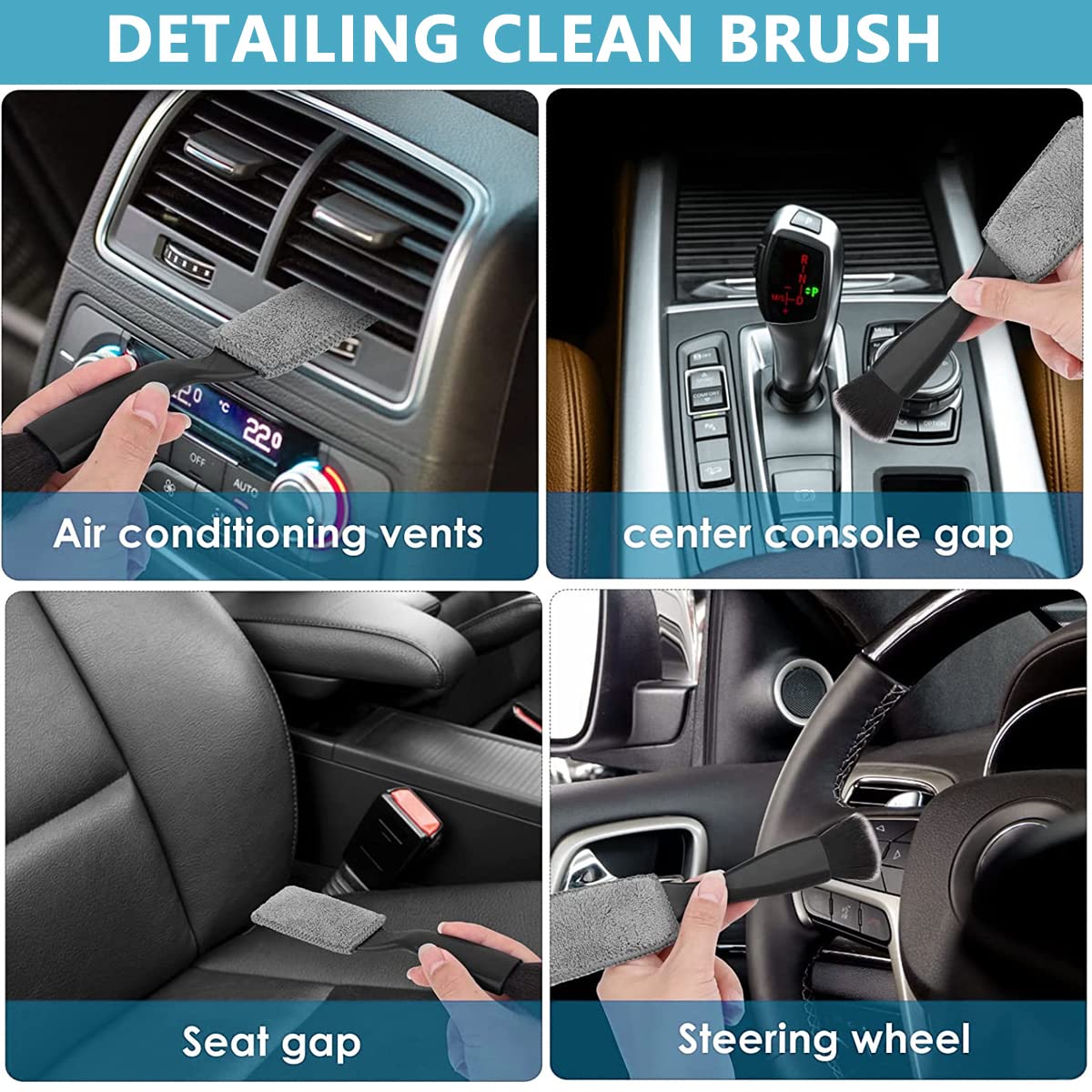 STHIRA® Car Duster Double Head Duster Brush for Car Interior, Soft Car Detailing Brush, Soft Bristles Cleaning Brush Dusting Tool for Dashboard, Keyboard, Air Conditioner, Gap, Window Railing