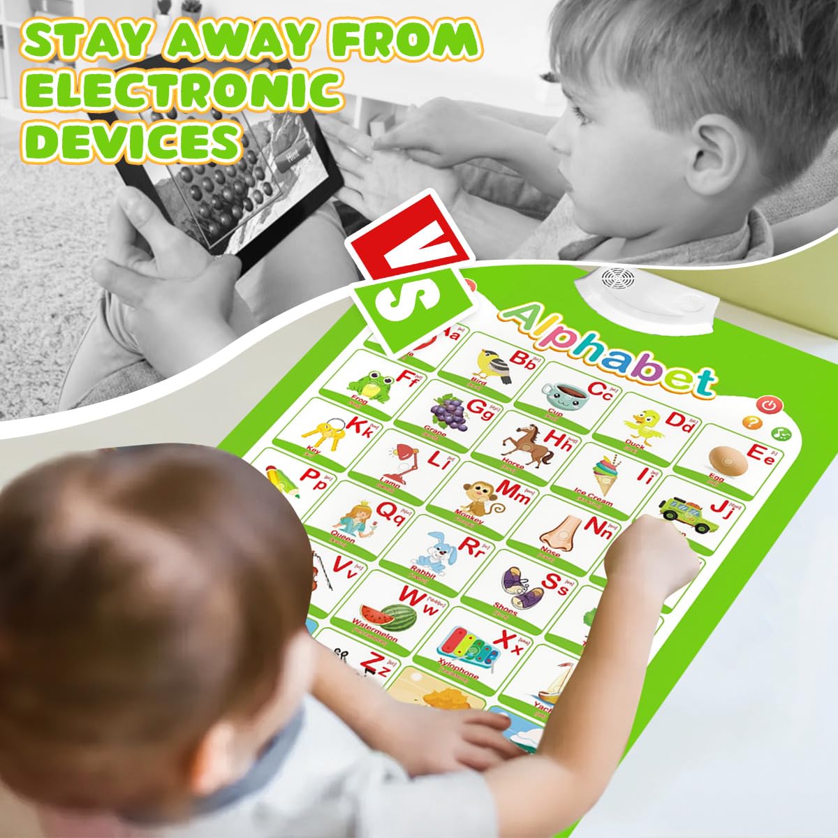 PATPAT Intelligent Book for Kids with Audio Alphabet Learning 41x55.5 cm | Green Chart for Toddlers