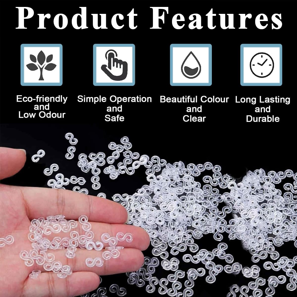 PATPAT® Rubber Bracelet Connector Hooks 500Pcs S Connector Clips Clear Plastic Rubber Bracelet Connector Hooks for Loom Band Bracelet Making, DIY Rubber Bracelet Making, Crafting