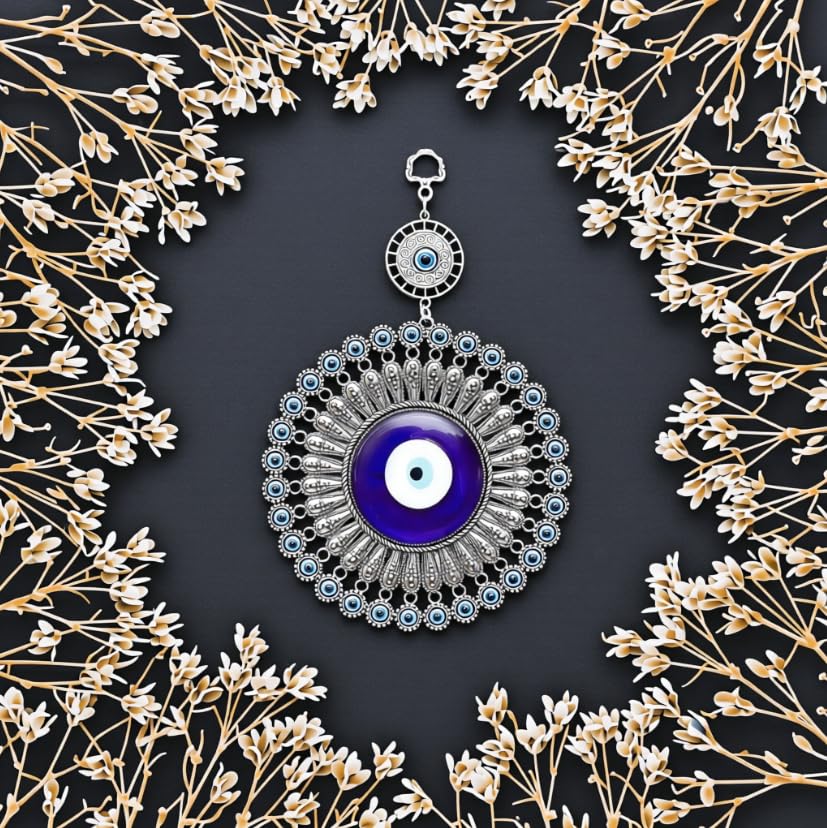 ZIBUYU Evil Eye Wall Hanging for Home Décor featuring Handmade Glass Beads & Metal Accents | Symbolic Gift Ornament for Protection and Good Luck