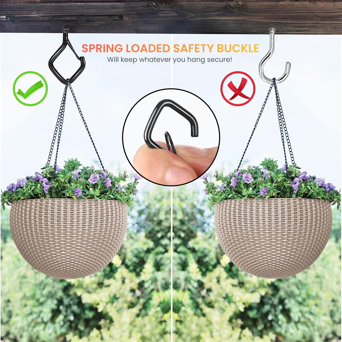 Serplex Screw in Hooks for Outdoor String Lights featuring Safety Buckle and Steel Build | 20PCS 40 lbs Capacity