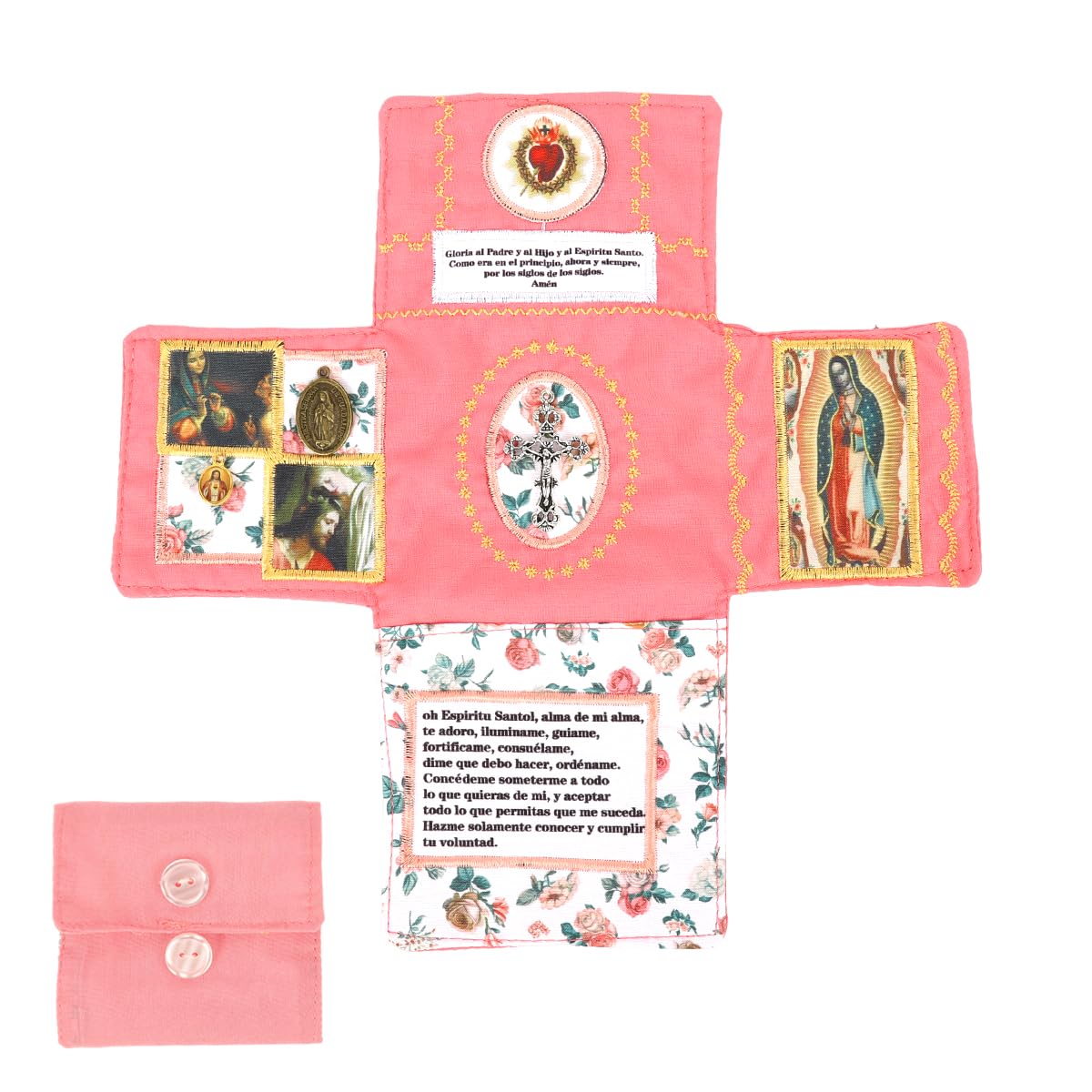 HASTHIP Prayer Quilt Pocket for Daily Devotions with Virgin Mary and Jesus Imagery | Portable Fabric Shrine for Christian Reflection