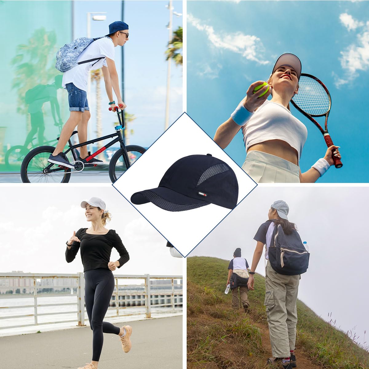 GUSTAVE Caps for Men for Golf and Outdoor Sports with Alloy Closure 22.1–24.4 in Fit | Breathable Cotton UV Protection Navy Blue