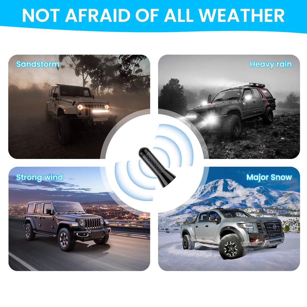 STHIRA Car Short Antenna for Roof or Trunk featuring Carbon Fiber Sporty Design 1.37 in 2PCS