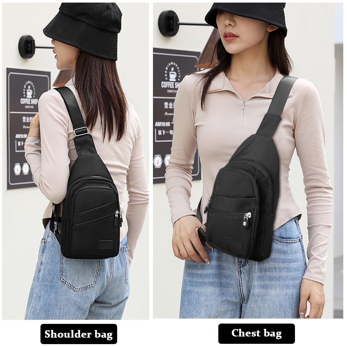 PALAY® Shoulder Bag Crossbody Bag Unisex Nylon Crossbody Bag Multi Layer Travel Crossbody Bag for Working Shopping Hiking Travel